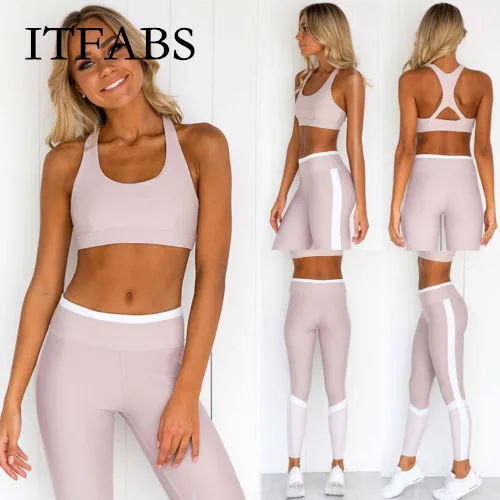 Женский комплект для йоги ITFABS спортивный бюстгальтер жилет Стрейчевые брюки