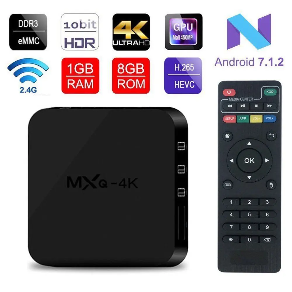 AKASO MXQ-4K Android 7 1 ТВ приставка RK3229 Гб + 8 Смарт четырехъядерный медиаплеер Wifi MXQ 4K PK PRO T9