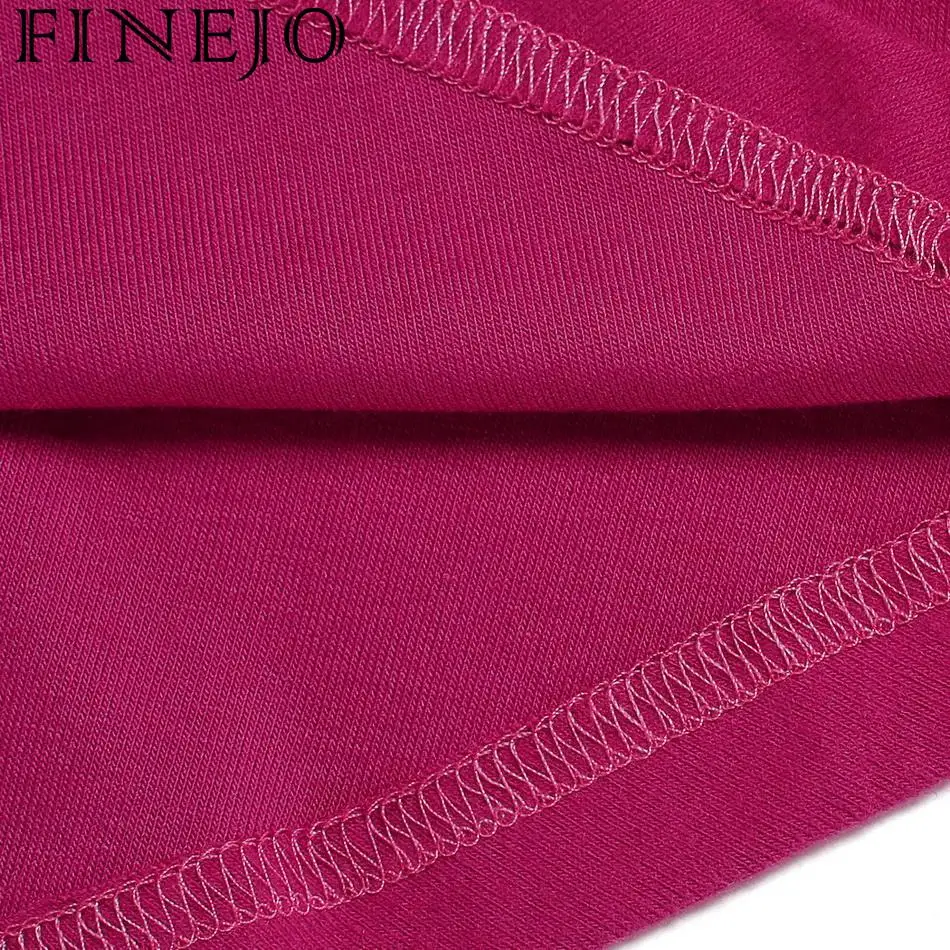 FINEJO женская футболка Повседневная осенне-Весенняя топы с круглым вырезом