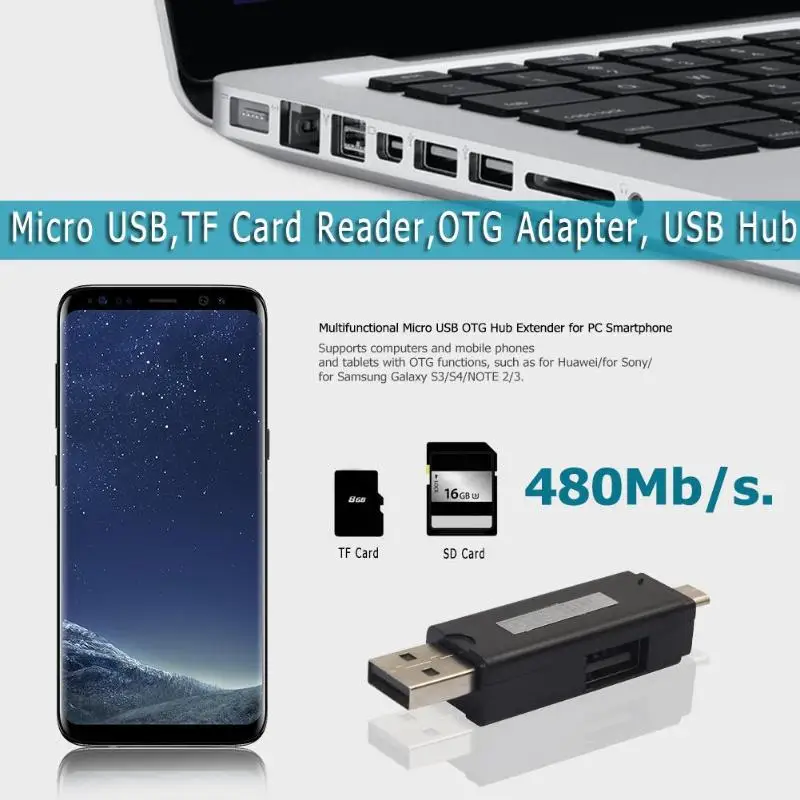 Micro USB TF/SD кардридер OTG адаптер USB2.0 концентратор коннектор карта