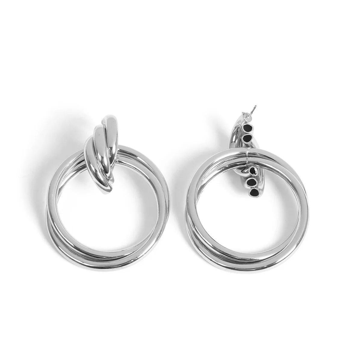 Женские серьги из сплава золотистого и серебристого цветов круглые подвески с