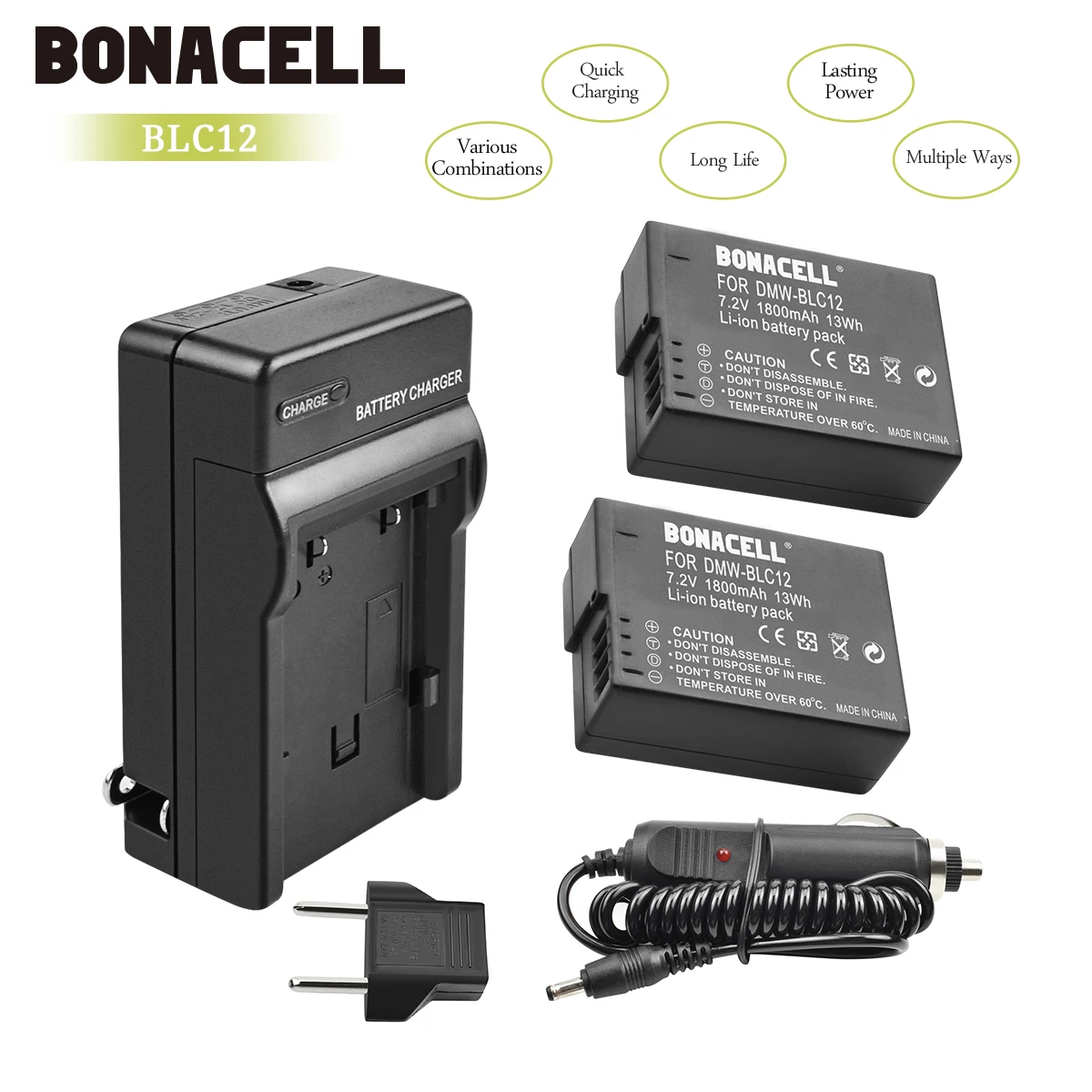 Bonacell 1800 мАч DMW BLC12 аккумуляторная батарея + зарядное устройство для Panasonic Lumix G6 G5 G7