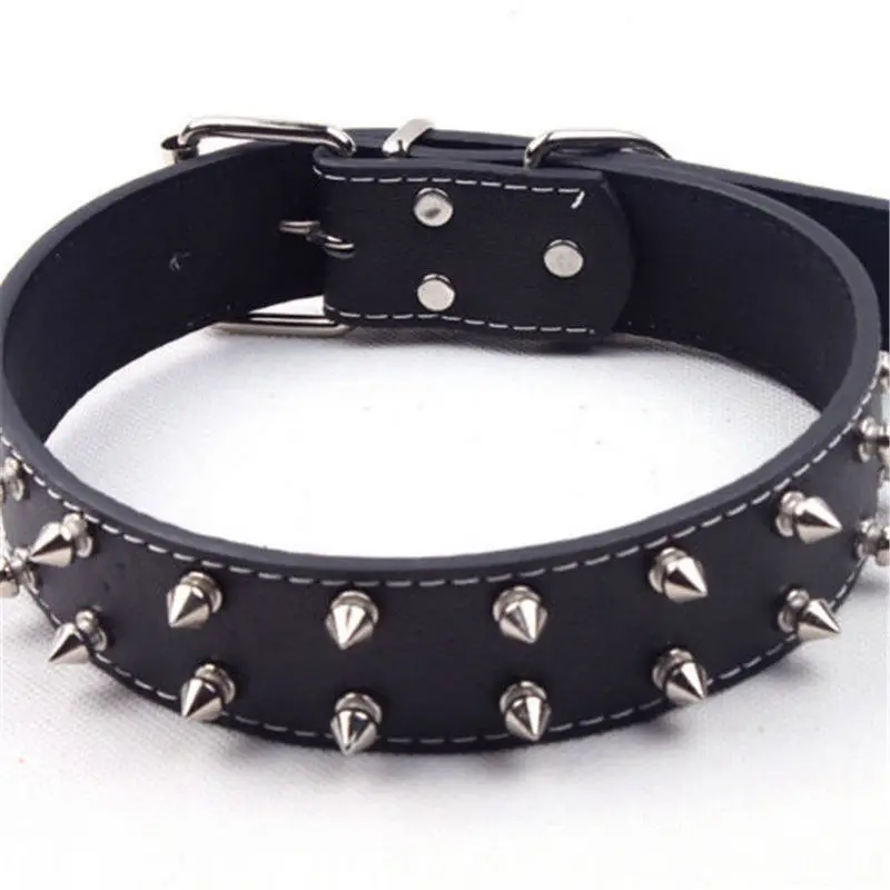 Прохладный заклепками лучший из натуральной кожи Pet Ошейники для средних собак