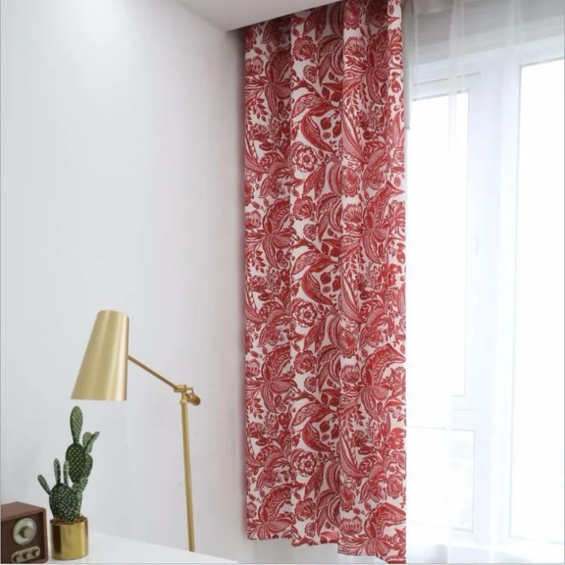 New 140x215cm Waterproof Curtains Baroque Style Red Bedroom Children's Room Window For Living Home Decoration | Дом и сад