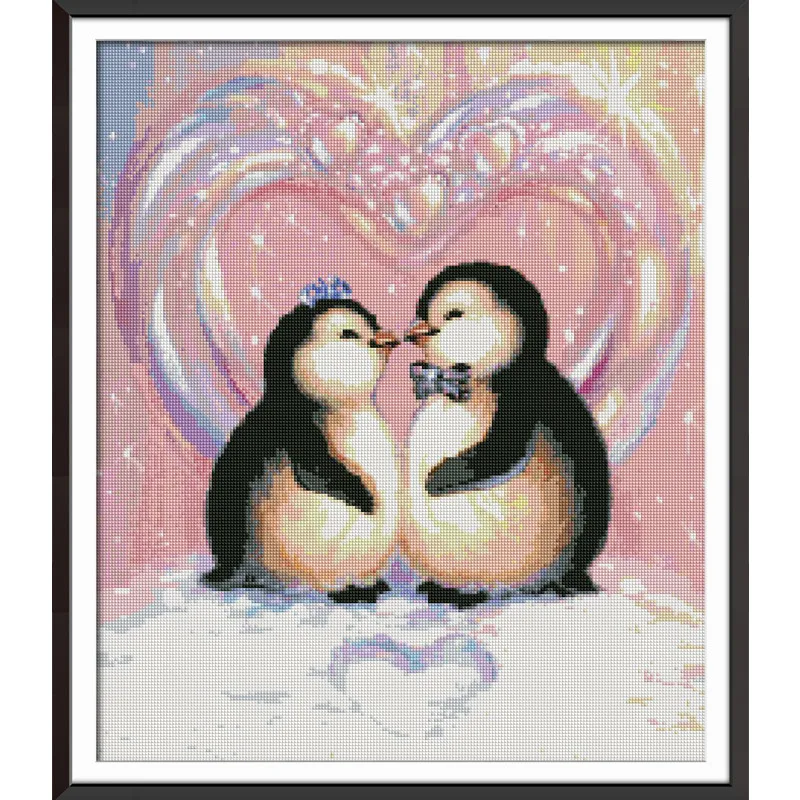Алмазная вышивка love of penuins с полным дисплеем мозаика бисером животное украшение