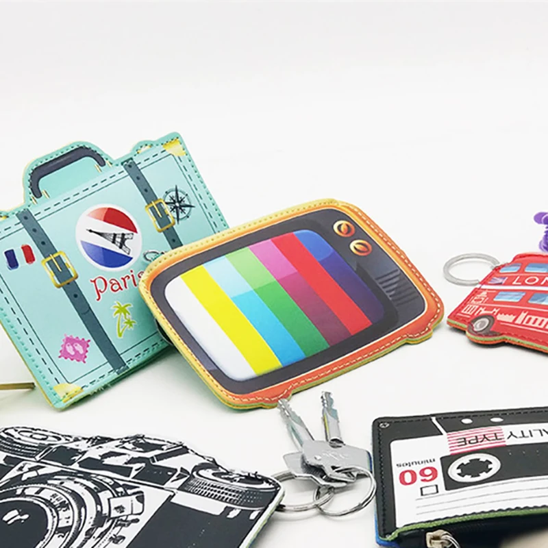 Креативный милый мультфильм автобус кошелек сумка для монет на молнии PU мини