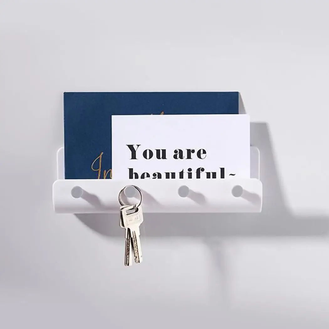 Современный 4 крючка настенный подвесной стеллаж для хранения U форма белый серый