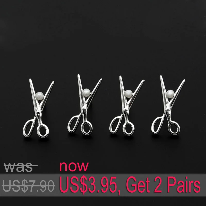 2 Pairs Scissor Stud Earrings Freshwater Pearls Earings Women Boucles D'oreilles Perle Kolczyki Perel Kupe Parel Oorbellen E2711 |