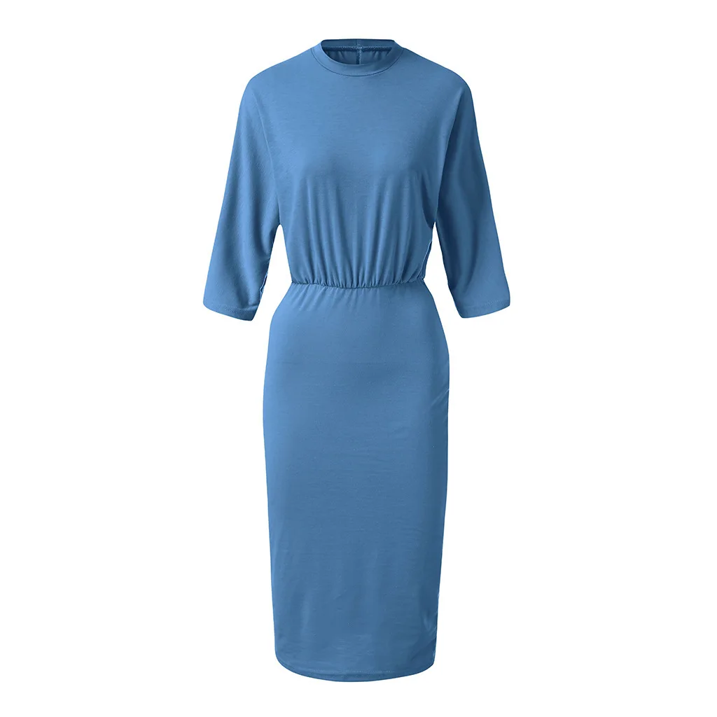 2019 длинный рукав новый узор Круглый вырез семь частей для бёдер женщина 3 цвета 8