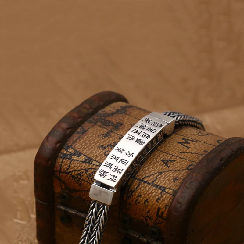 Будды сердце браслет с символом сутры 100% 925 стерлингового серебра ювелирные