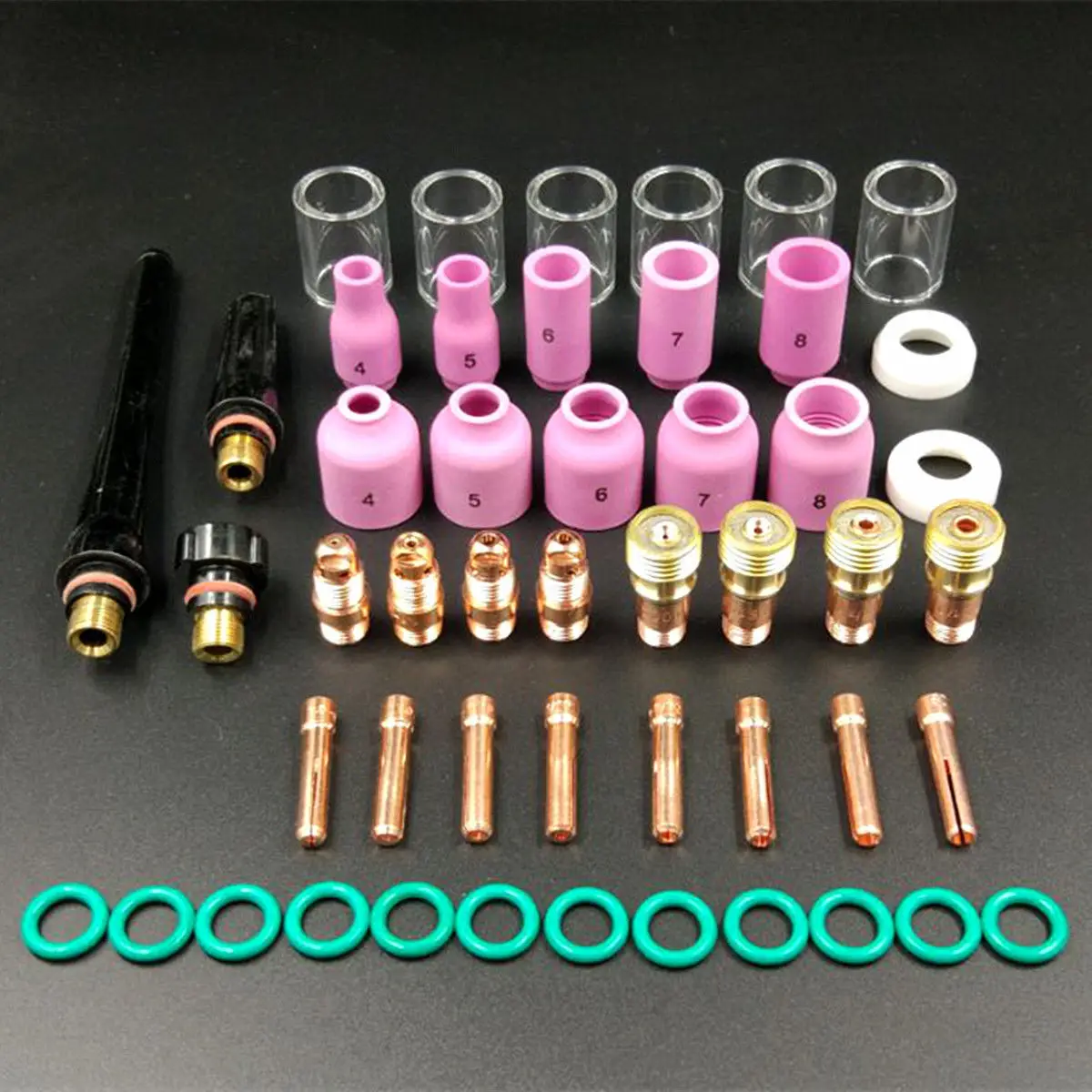 HLZS 49pcs/набор прочный TIG сварочный фонарь Stubby Tig газовый объектив #10 Pyrex набор