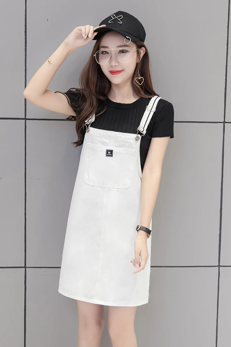 Новая летняя женская юбка тонкие подтяжки ковбойские юбки белого и синего цвета