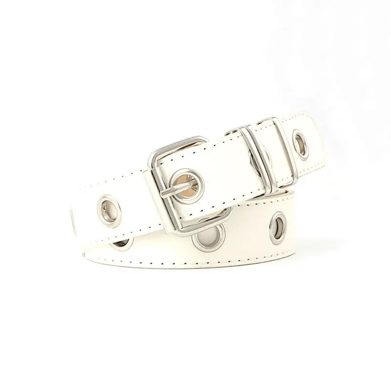 PU Leather Belt Women Harajuku Fashion Hot Punk Holes Designer 2019 Trendy Casual Off White Belts Girl Gothic Black Waist | Аксессуары