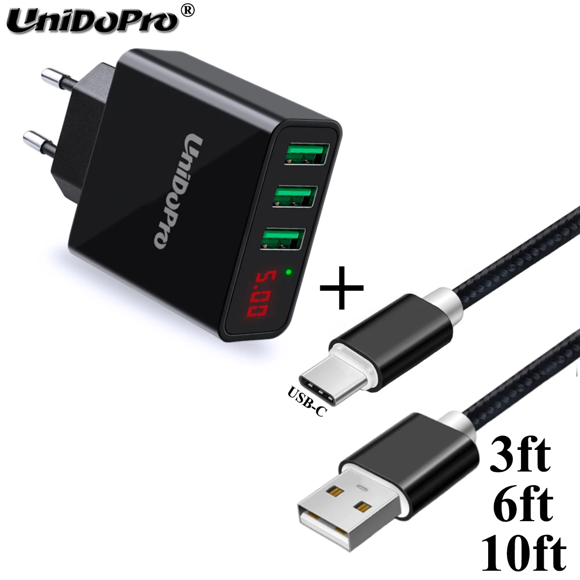Зарядное устройство переменного тока с 3 USB портами и европейской вилкой макс. 2 4 А