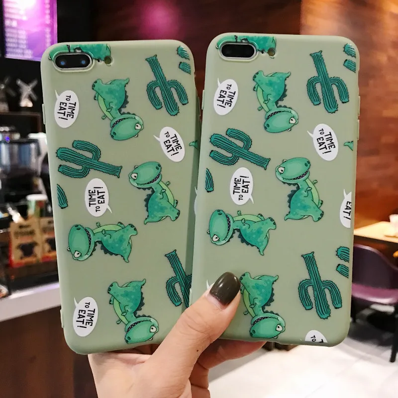 Ins Dinosaur Patterned Phone Case For iPhone XS Max XR X Cute Soft TPU Cover for 7 Plus 6S 8 Cases |