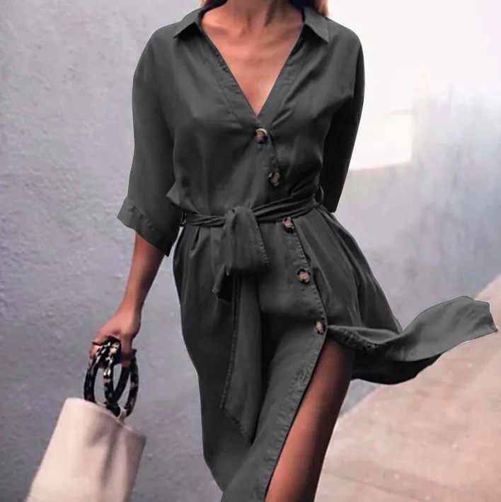

DUOUPA 2019 Fashion New V-neck Straps in the Sleeves Dress Women's Clothing