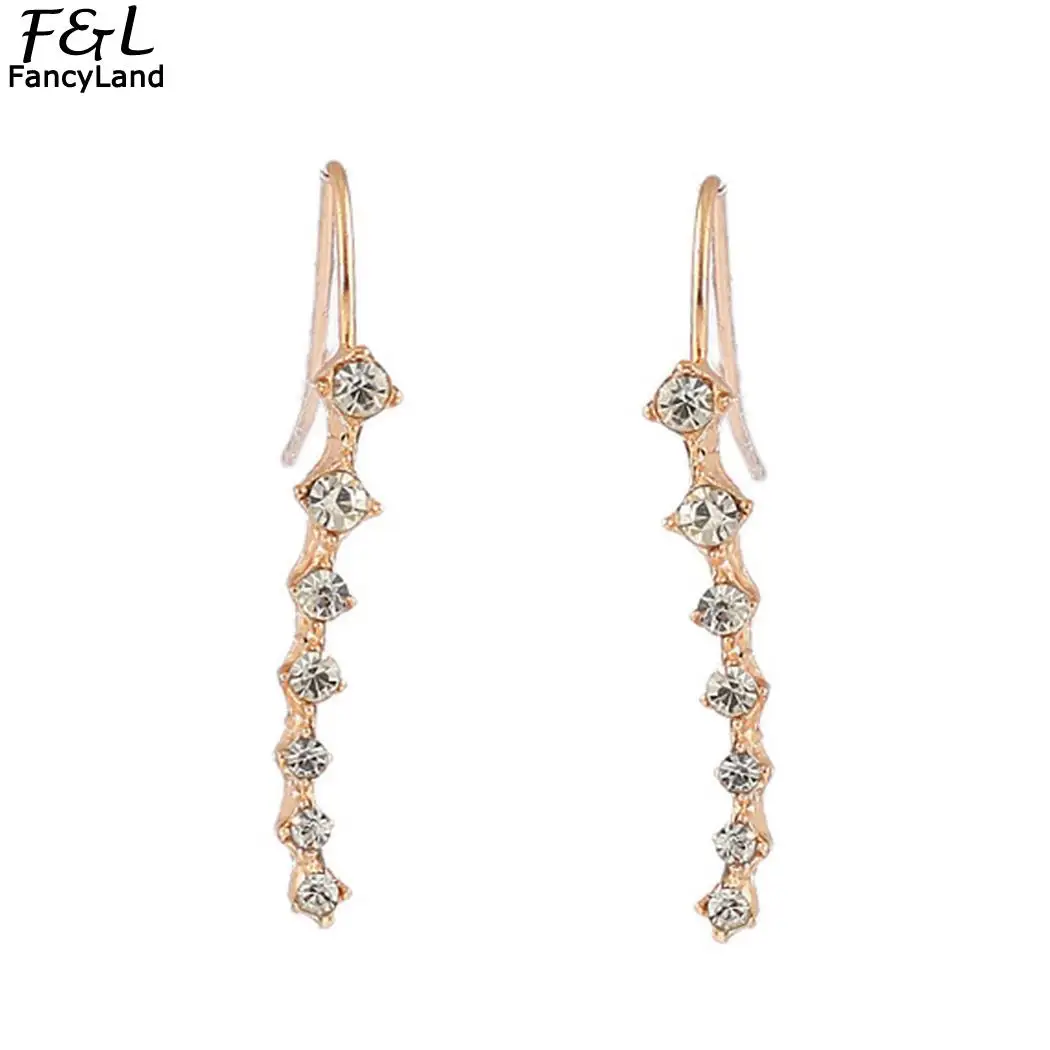 Women Fashion Elegant Style Rhinestone Line Type 1.7g Geometry Casual Stud Earrings Hook Jewelry Gift | Украшения и аксессуары