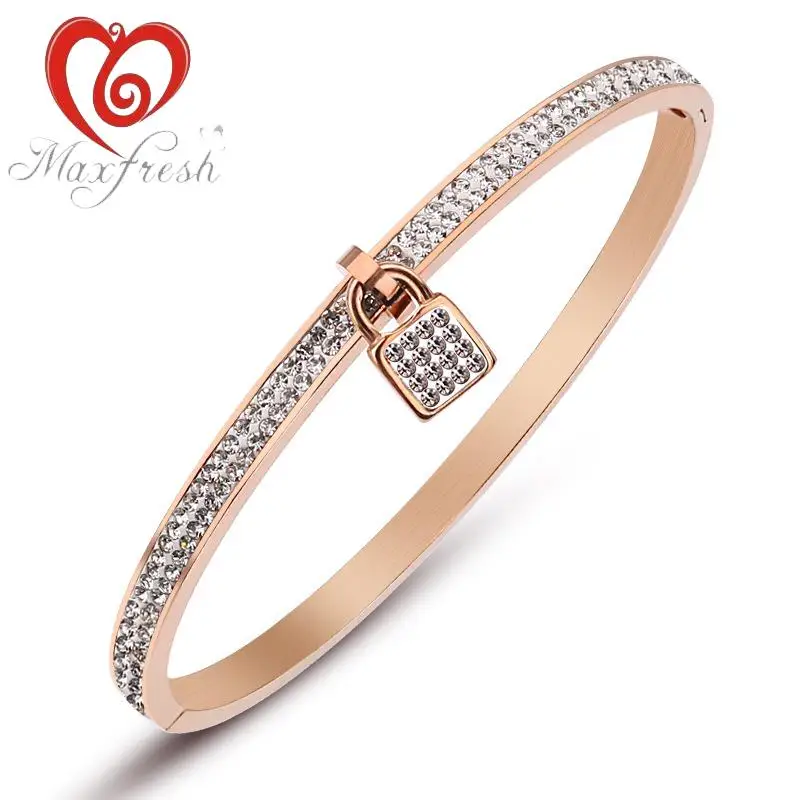Maxfresh модный титановый кристалл замок браслеты из нержавеющей стали для