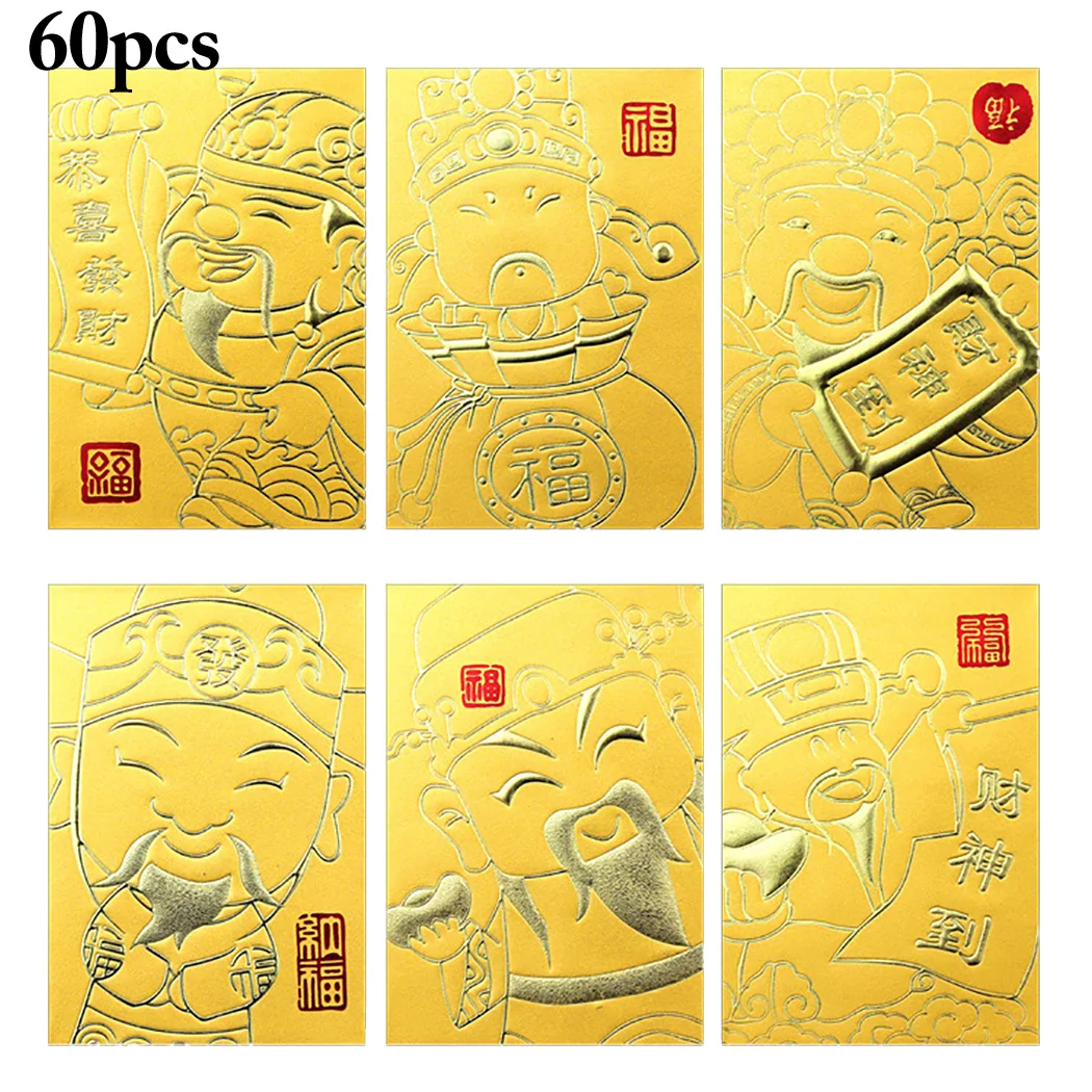 60 шт красный конверт креативный Fortune God Red Packet Hongbao узор китайский на новый год