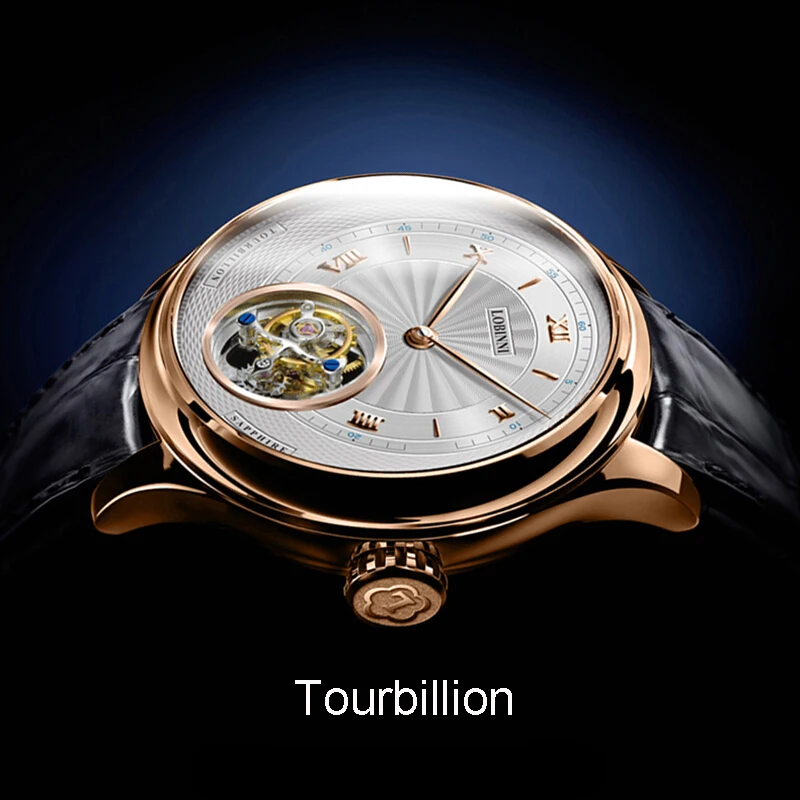 Switzerland LOBINNI Роскошные Брендовые Часы для мужчин Tourbillion автоматические
