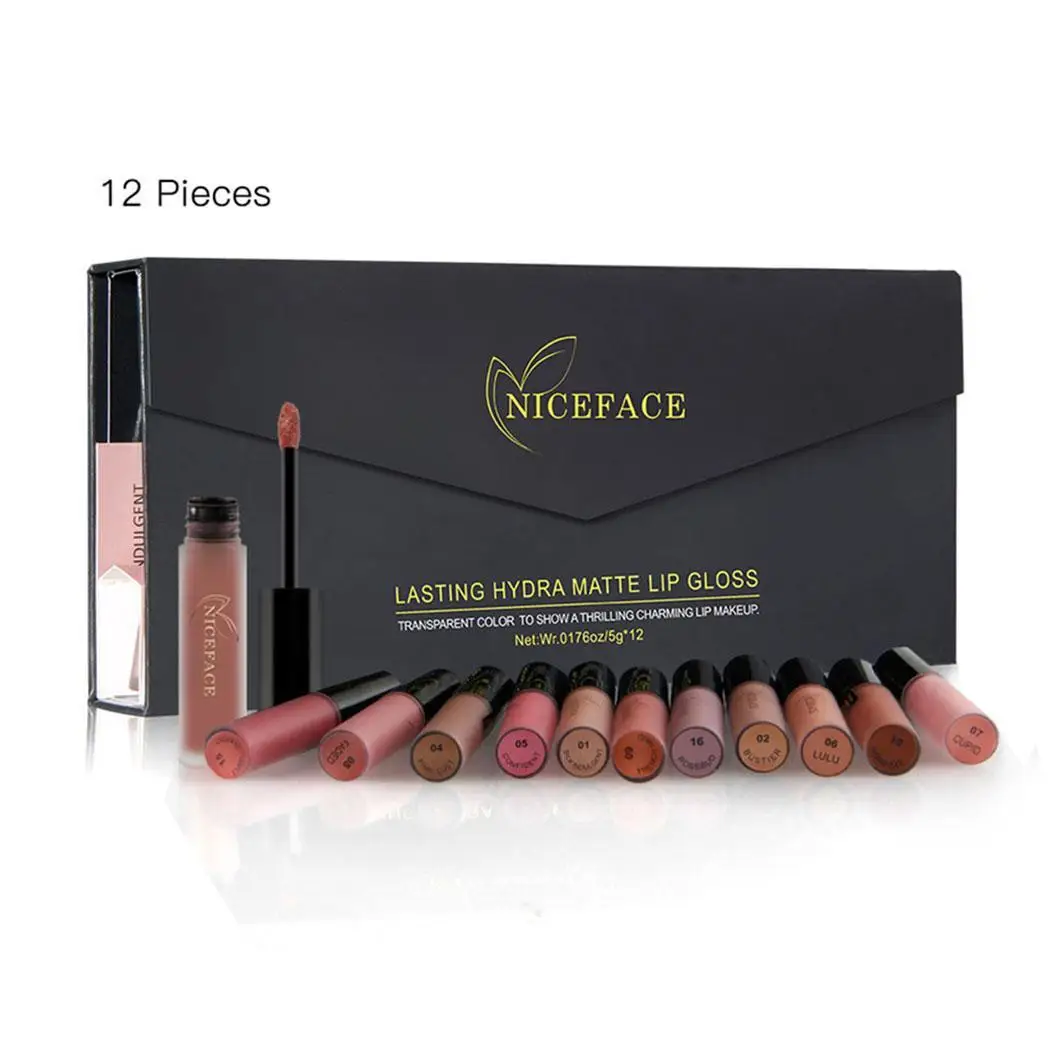 New Makeup Cosmetic Matte Long Lasting Waterproof Multi(12 colors) Soft Liquid Lip Gloss Set(12Pcs) Set 370g | Красота и здоровье