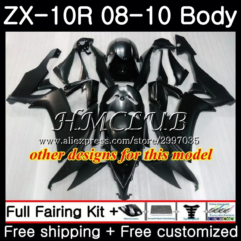 Корпус для KAWASAKI NINJA ZX10R ZX1000C 2008 2009 2010 63HC.17 ZX 10R 10 R ZX1000 ZX-10R черный белый 08 09 обтекатель