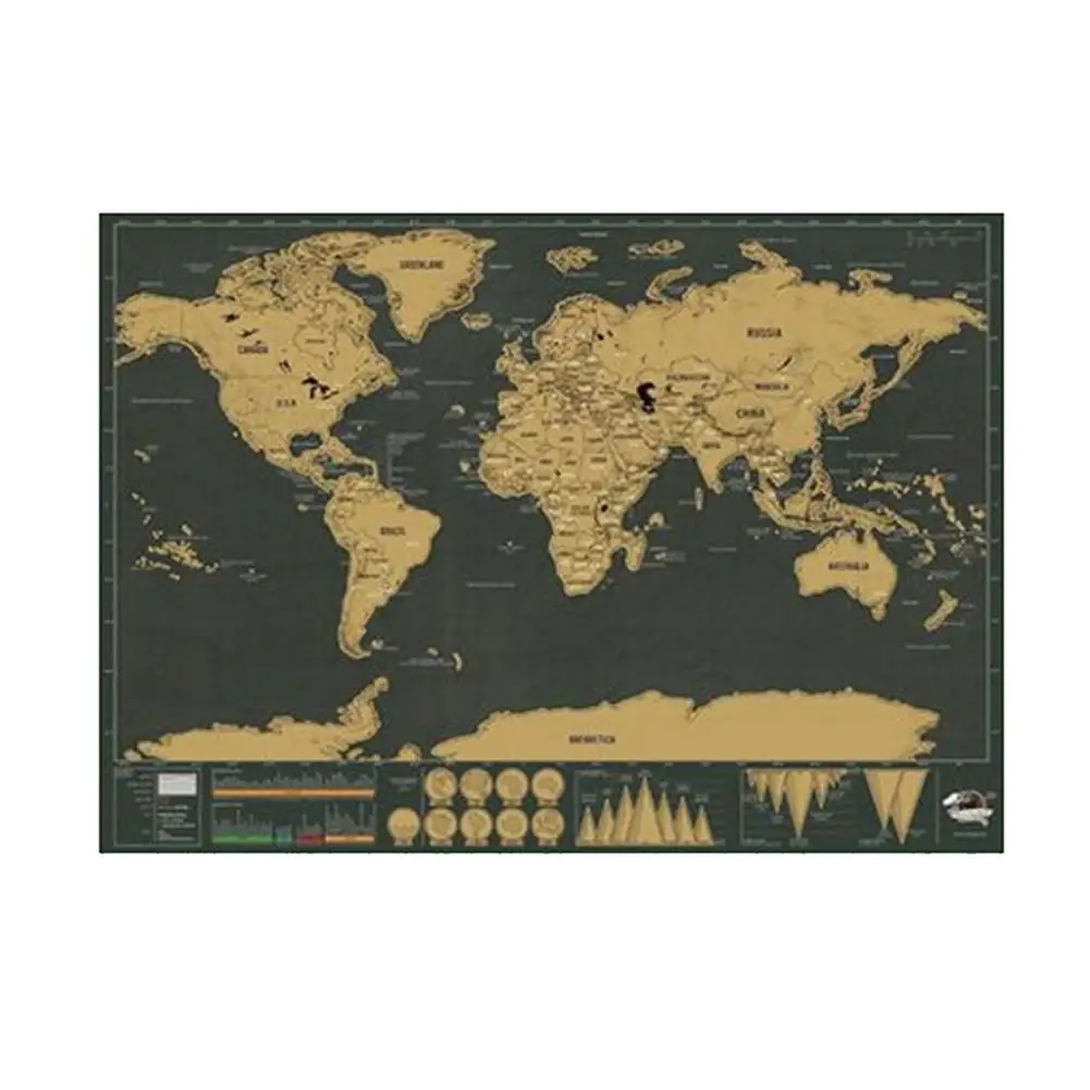 Роскошный Черный Скретч Карта мира 82 5x59 5 см и 42x30 Размер Путешествия стираемая