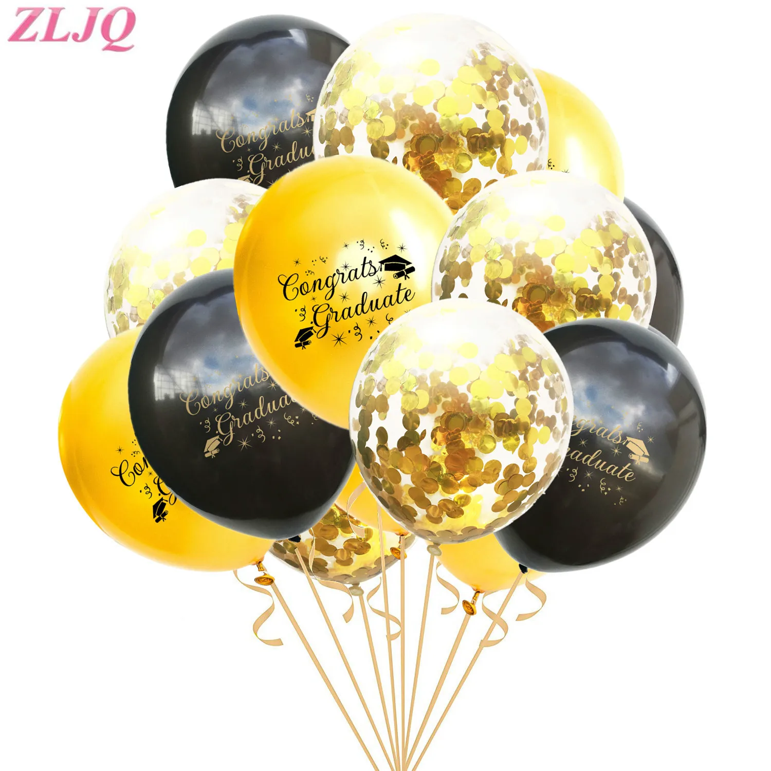ZLJQ 10/15 шт. Шарики конфетти для выпускного вечера черная шляпка гирлянда свадьбы