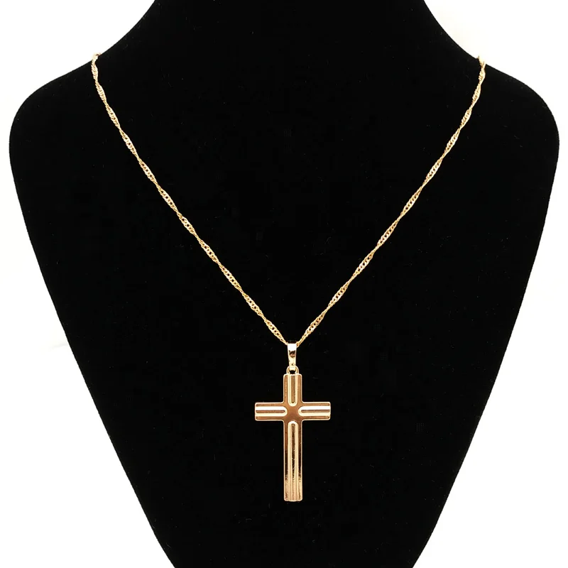 

Christmas Jesus Cross Pendant Necklace Men Gold Necklaces Pendants Christening Collier Croix Colar de Cruz Collana Croce P0220