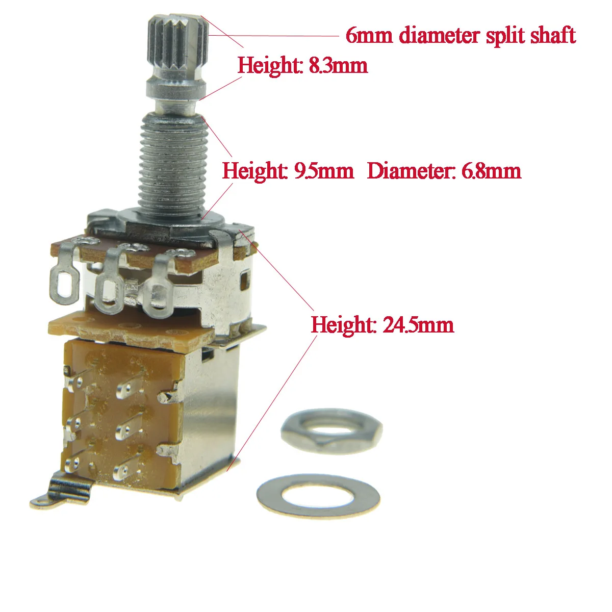 KAISH Гитара Бас Push Pot (больше не тянет) Аудио/линейный конический потенциометр для