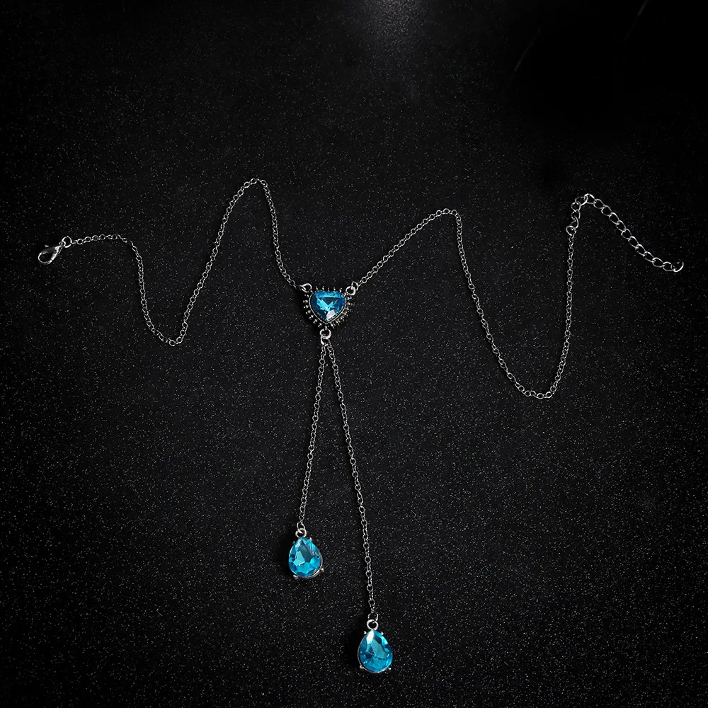 Newest Ornaments Personality Heaven Blue Heart-shaped Jewelry Pendet Cut Maɺm Bohemia Necklace Accessories | Украшения и