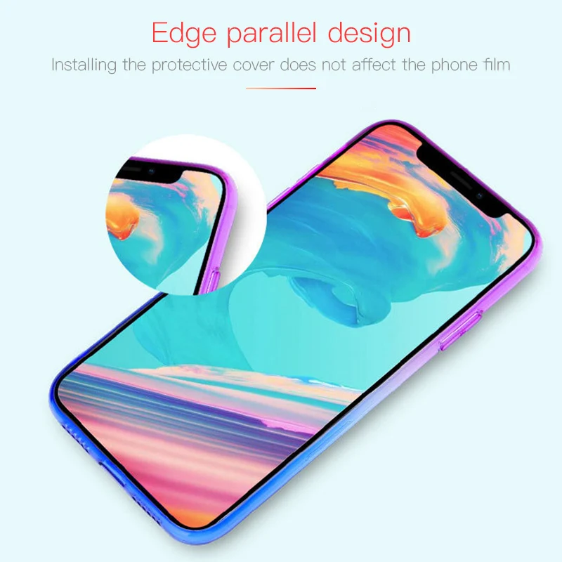 Ультратонкий цветной градиентный чехол для iPhone XR X XS Max 8 Plus 7 мягкий из ТПУ 6S 6