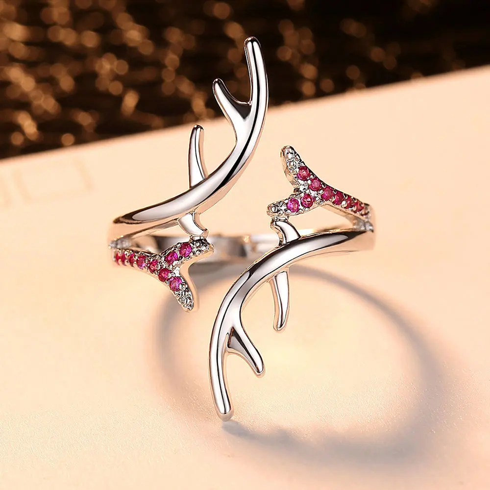 Романтические открытые кольца с оленем для женщин модные ювелирные изделия
