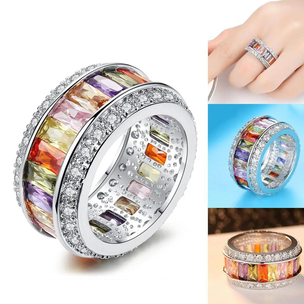 Women Fashion Simple Multicolor Rhinestone Ring Gifts Casual 1.2cm/0.5inch Alloy | Украшения и аксессуары