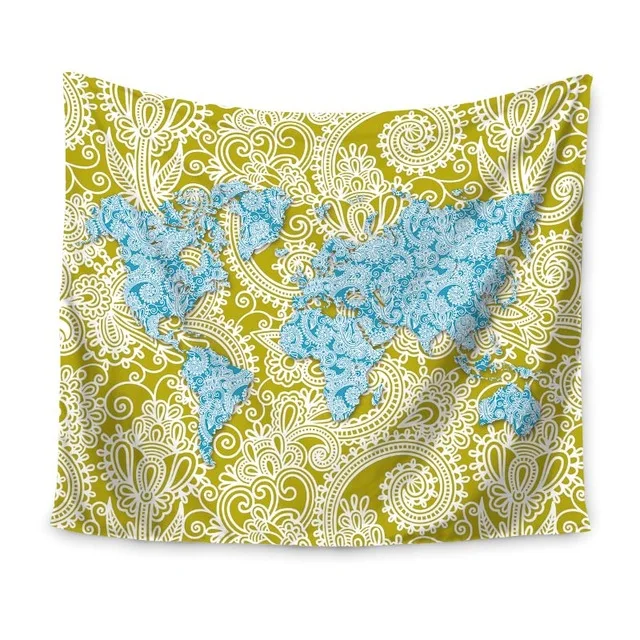 Abstract world map tapestry wall hanging sandy beach picnic throw rug blanket camping tent travel sleeping pad free delivery | Дом и сад