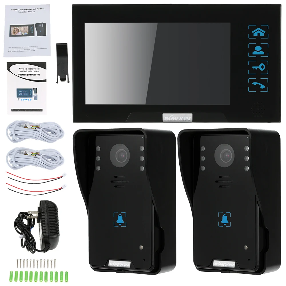 

KKmoon 7Wired Video Door Visual Intercom Doorbell kit support Touch Button Unlock Rainproof Door Entry Access Control System