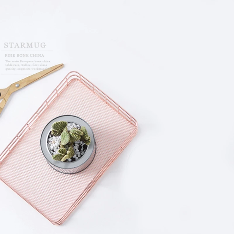 Простой стиль металлическая корзина для хранения розового золота