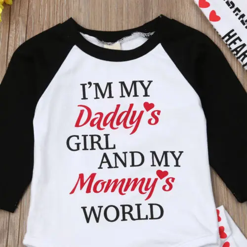 3Pcs Toddler Clothes Set Newborn Baby Daddy Girl Cotton Romper Long Sleeve Jumpsuit Playsuit Legging Pant Outfits | Детская одежда и