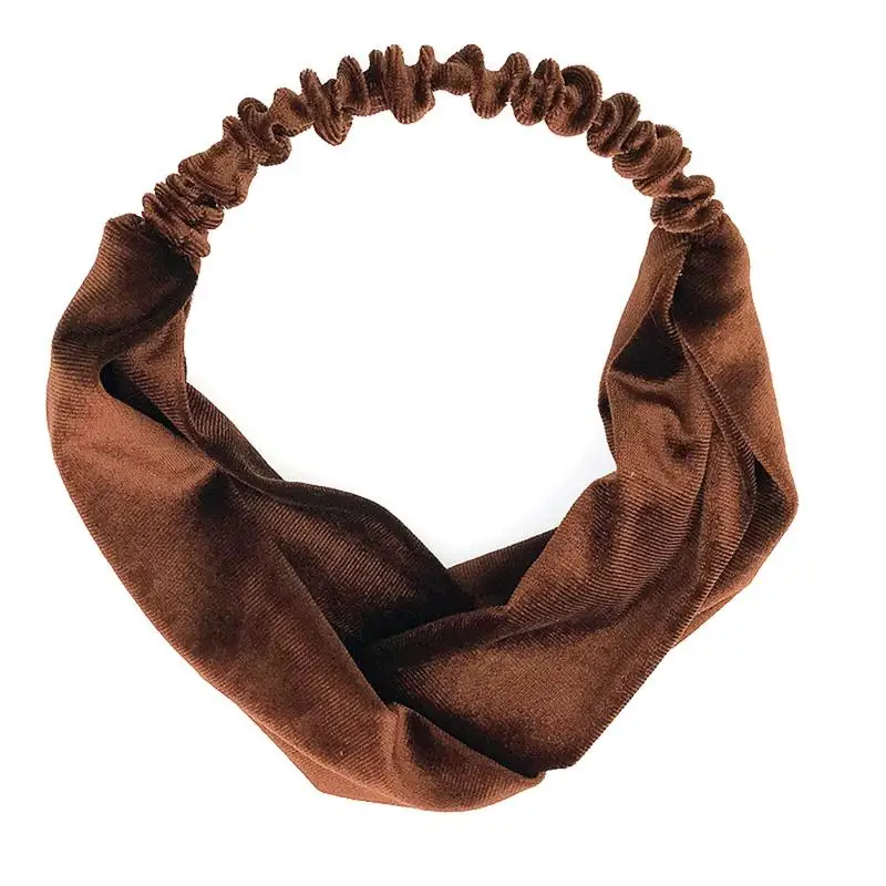 Корея Плюш Сплошной Цвет Широкополосная Перекрестная Ободок Ободок Аксессуары Сильная Эластичность Украшать на.