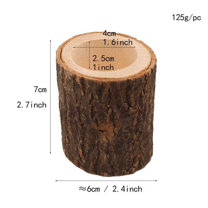 

Wooden crafts decoration bark wood pile candle holder home decoration small flower handmade ornaments