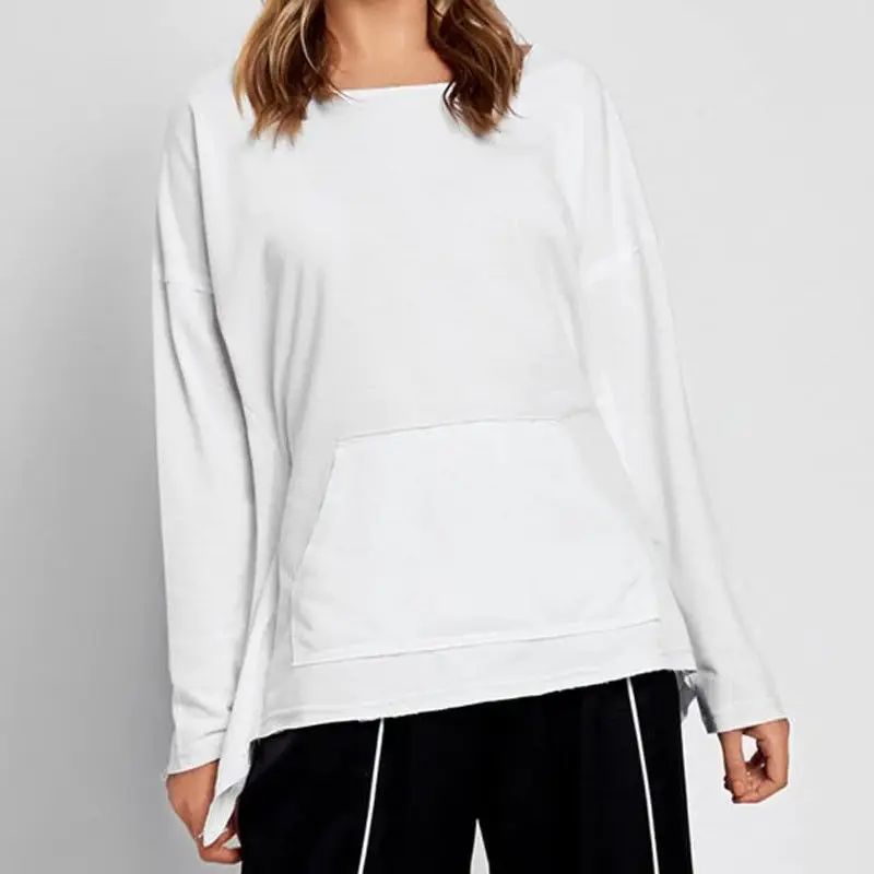 Женская футболка с длинным рукавом и круглым вырезом сексуальная свободная