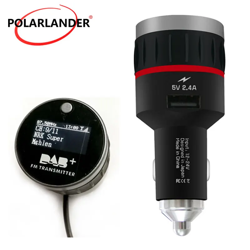 

Car DAB Radio Cigarette Lighter With Converter Plug-and-Play Knob FM Transmitter With 5V 2.4A A USB Part Tuner Receiver