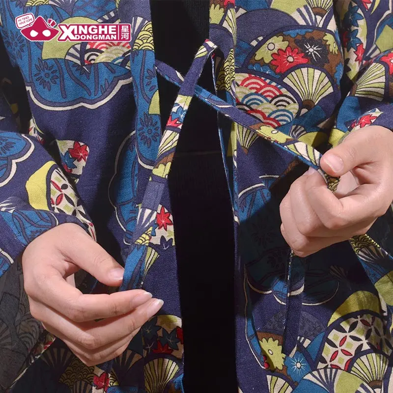 Milky Way Anime Japanese Haori Traditional Kimono Linen Clothes Red Blue Unisex Original | Тематическая одежда и униформа