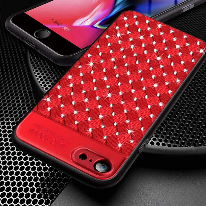 Чехол KKREFF для iPhone 7 Plus TPU + PC бриллиантовая оплетка чехол телефона X XR XS Max 5 5SE 6 8