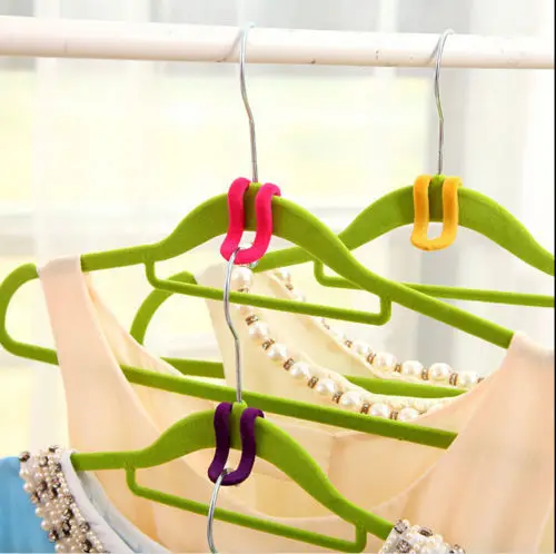 10 шт. мини Флокирование вешалка для одежды Conector Hook Closet Organizer Save Space|Сушильные полки