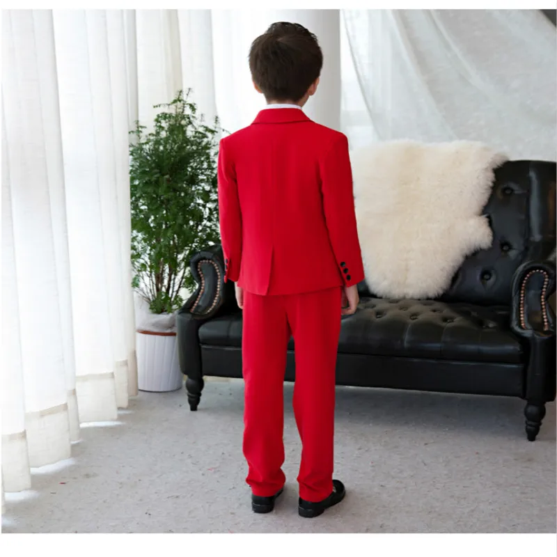 Children's small suit white long-sleeved boy formal wedding flower girl dress host piano costume | Детская одежда и обувь