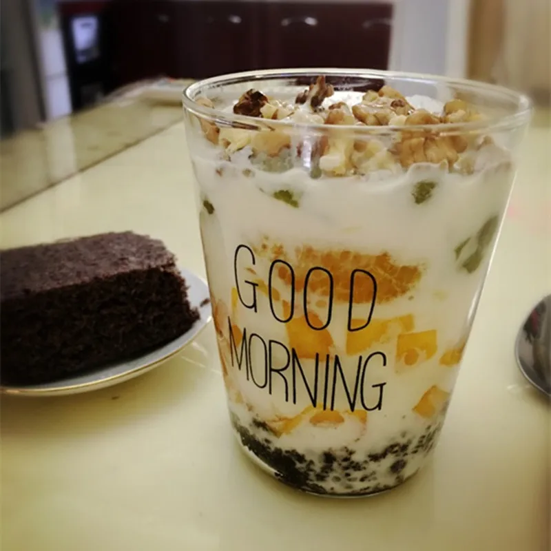 1 Pcs Lovely Glass Breakfast Cup Coffee Tea Milk Yogurt Mug Creative Good Morning Gifts 450ml | Дом и сад