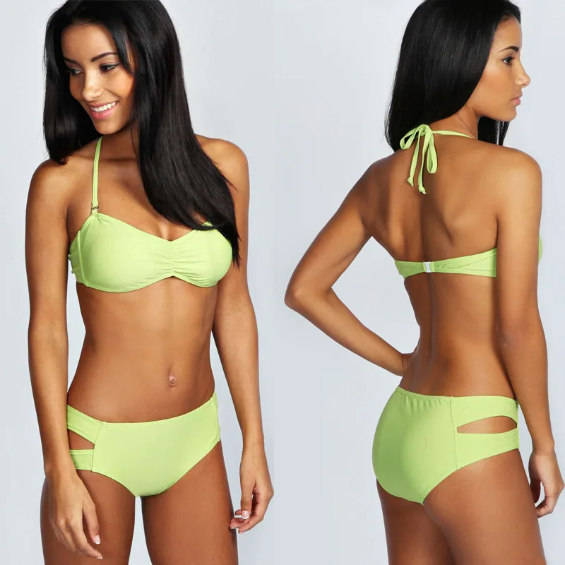 

Новый женский пуш-ап бюстгальтер на косточках, комплект бикини, пляжная одежда, купальный костюм