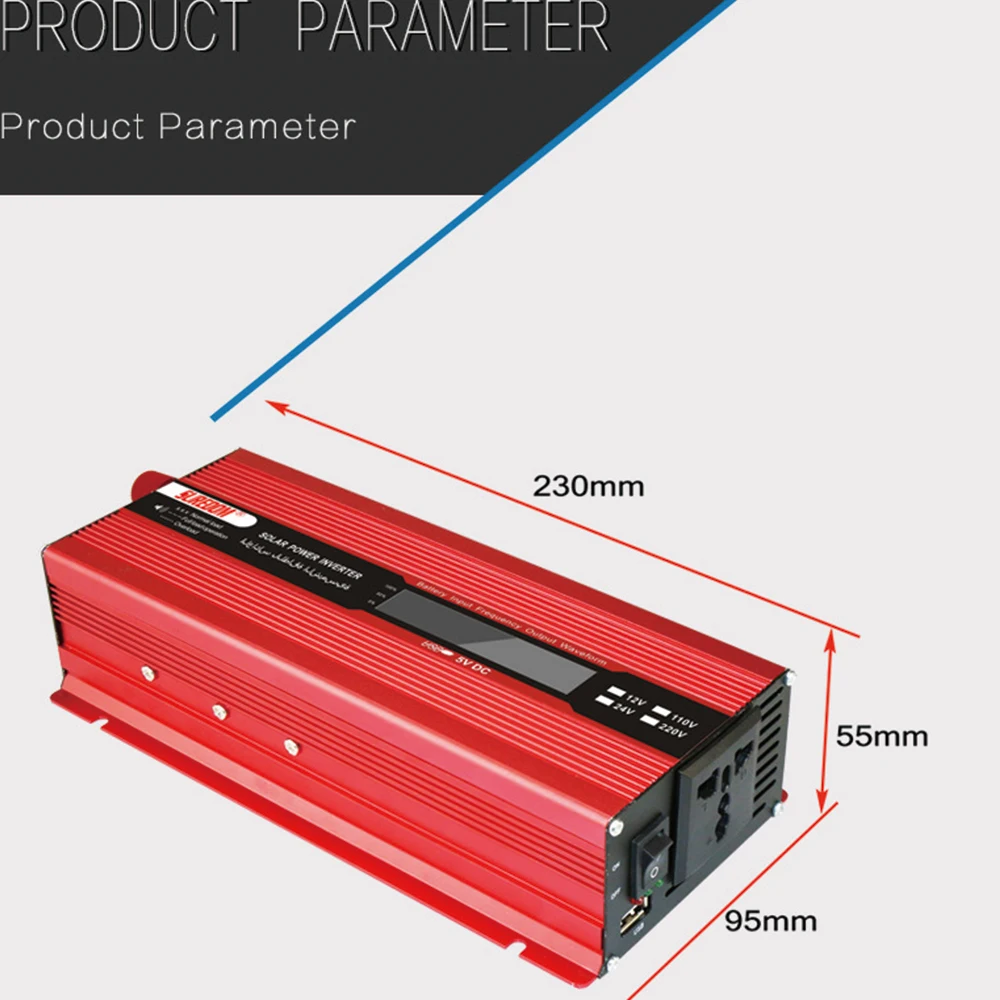 12В до 220В 2000 Вт Инвертор с солнечной модифицированной синусоидальной волной
