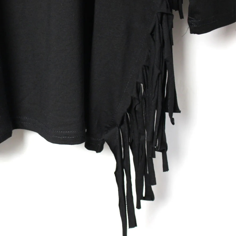 2019 панк Рок весна новый модный принт длинный рукав хлопок плюс размер tasselT-shirt